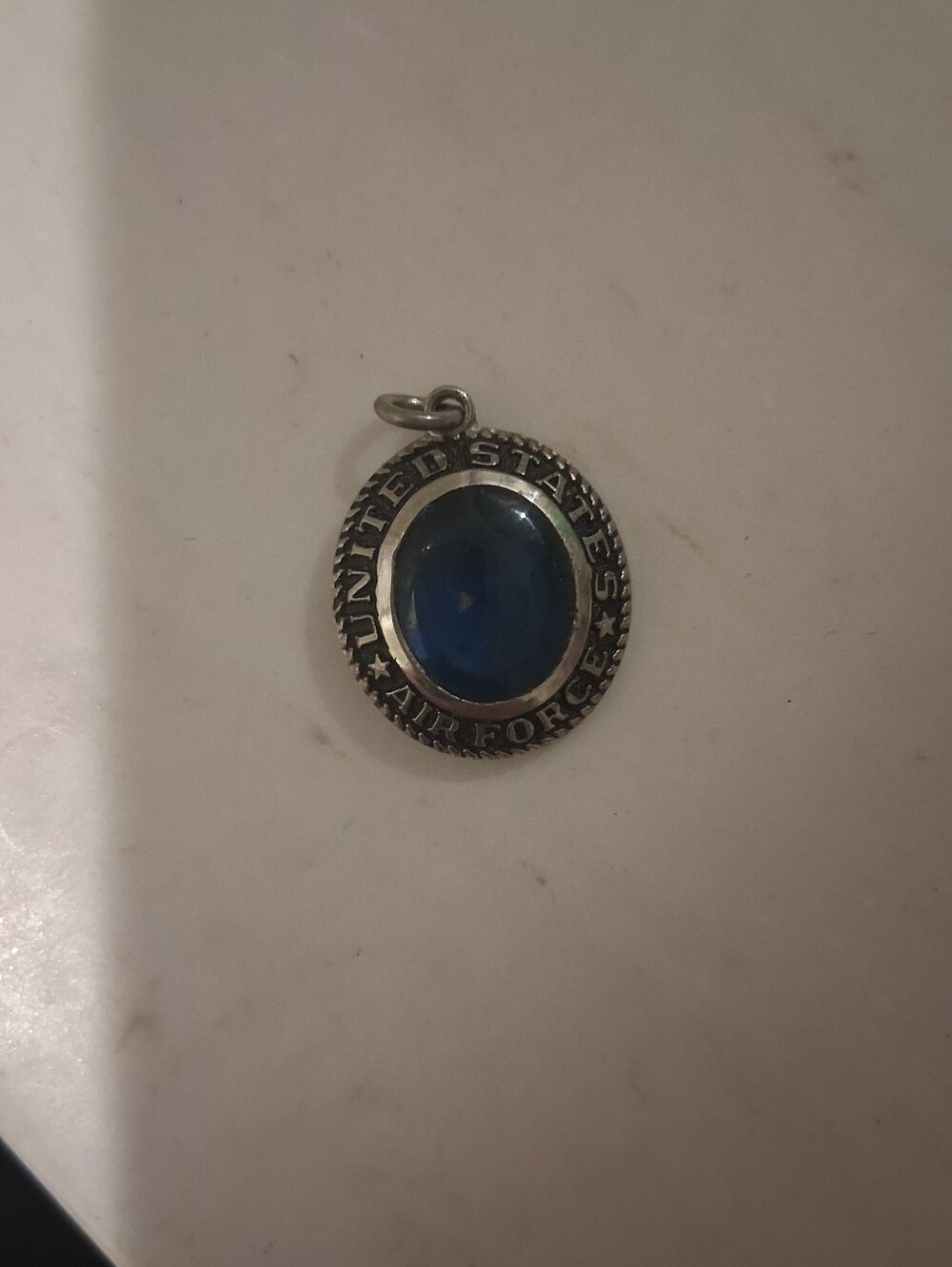 Vintage United States Air Force Blue Oval Pendant Necklace Charm